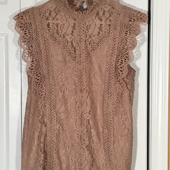 Cable & Gauge Tops - Cable & Gauge Lace Skirt in Tan
